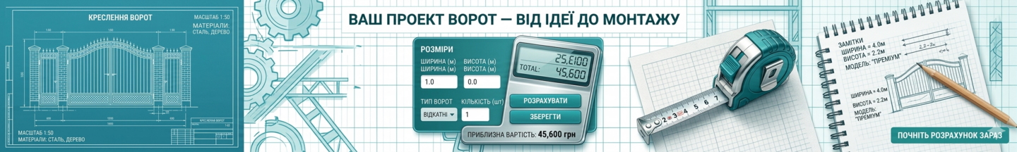 Онлайн калькулятор розрахунку вартості воріт з кресленням